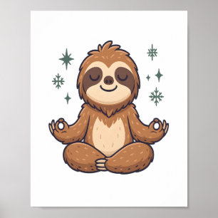 Cartoon Sloth Wearing Christmas Poster
