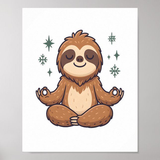 Cartoon Sloth Wearing Christmas Poster (Front)