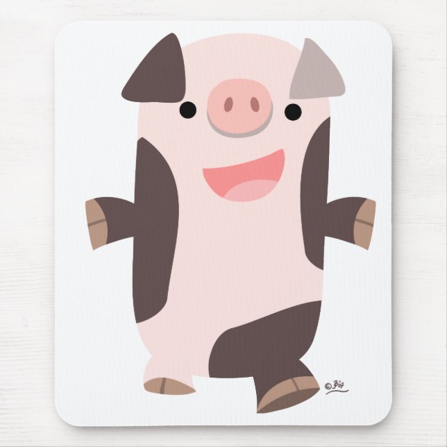 Cartoon Smiling Pig mousepad (Front)