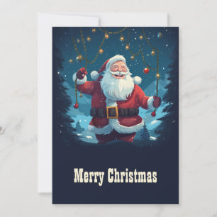 Cartoon Smiling Santa Claus Holiday Card