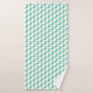 cartoon smiling shark mint blue green ocean animal bath towel