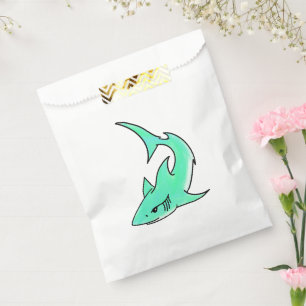 cartoon smiling shark mint blue green ocean animal favour bags