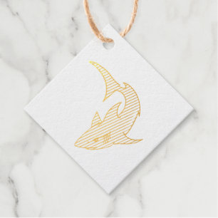 cartoon smiling shark mint blue green ocean animal favour tags