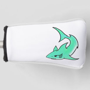 cartoon smiling shark mint blue green ocean animal golf head cover