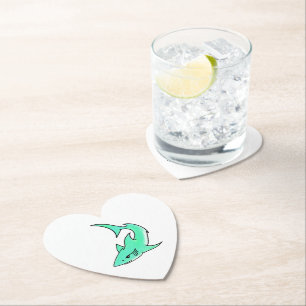 cartoon smiling shark mint blue green ocean animal paper coaster
