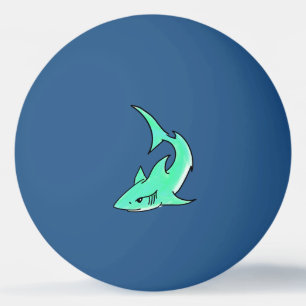 cartoon smiling shark mint blue green ocean animal ping pong ball