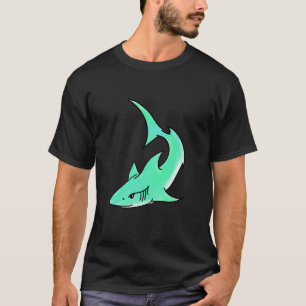 cartoon smiling shark mint blue green ocean animal T-Shirt