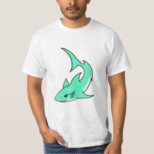 cartoon smiling shark mint blue green ocean animal T-Shirt