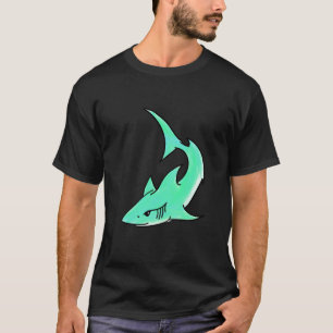cartoon smiling shark mint blue green ocean animal T-Shirt