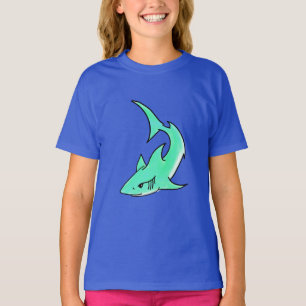 cartoon smiling shark mint blue green ocean animal T-Shirt