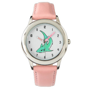 cartoon smiling shark mint blue green ocean animal watch