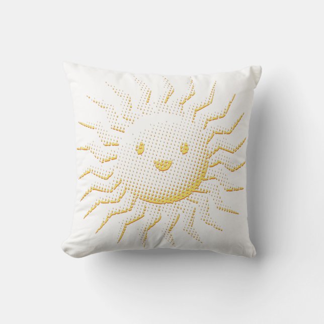 Cartoon Smiling Sun Face Cushion (Front)