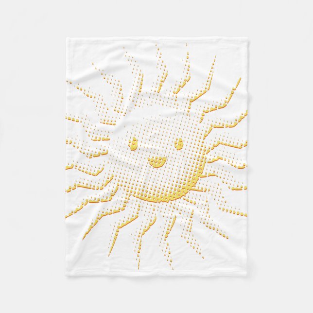 Cartoon Smiling Sun Face Fleece Blanket (Front)