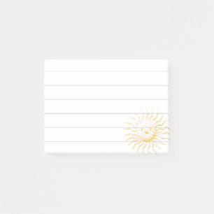 Cartoon Smiling Sun Face Lined 4x3 Post-it Notes