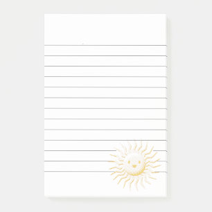 Cartoon Smiling Sun Face Lined Post-it Notes