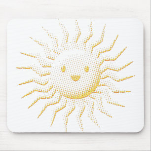Cartoon Smiling Sun Face Mouse Mat