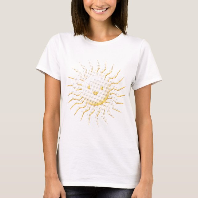 Cartoon Smiling Sun Face T-Shirt (Front)