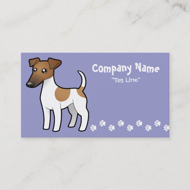 Cartoon Smooth Fox Terrier Business Card (Front)