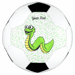 Cartoon Snake Vibrant Green Yellow on Polka Dots Football