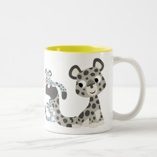 Cartoon Snow Leopard and Cubs Mug