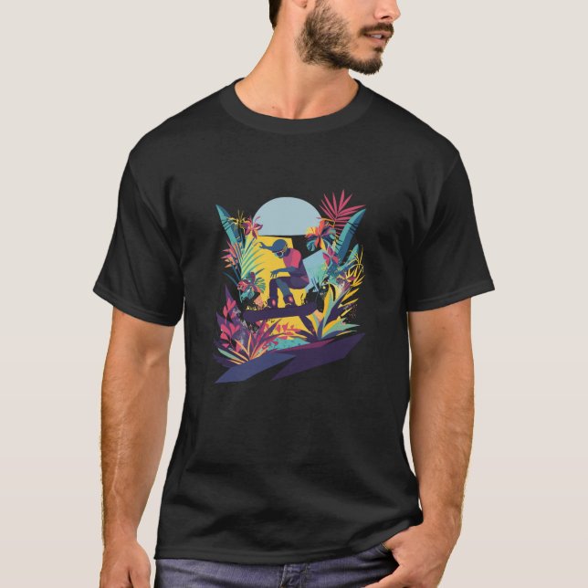 Cartoon Snowboarding Swea T-Shirt (Front)