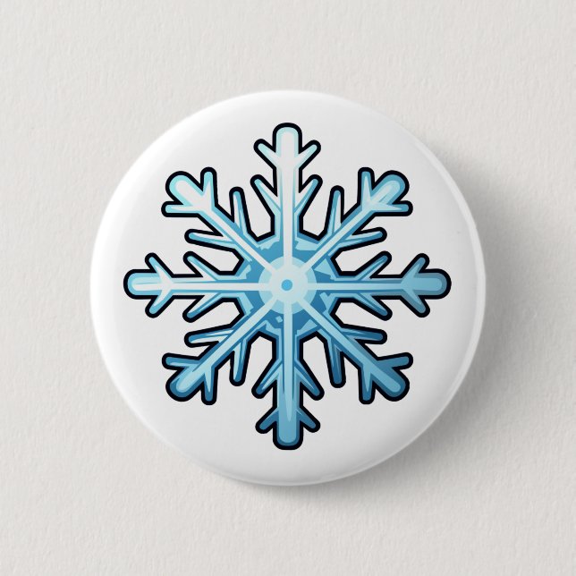 Cartoon snowflake illustration 6 cm round badge (Front)