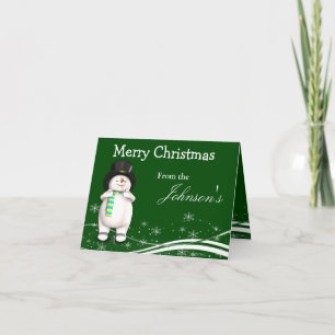 Cartoon Snowman Christmas Greeting Holiday Card