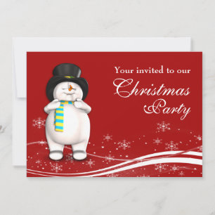 Cartoon Snowman Christmas Party Invitation