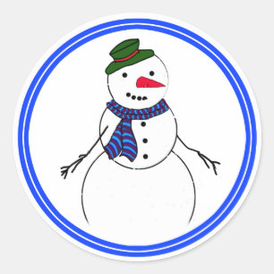 Cartoon Snowman Little Flirty Boy Classic Round Sticker
