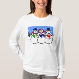 Cartoon Snowman Singing Trio Women's T-shirt
