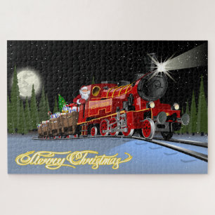 Cartoon Snta Express Postcard Jigsaw Puzzle