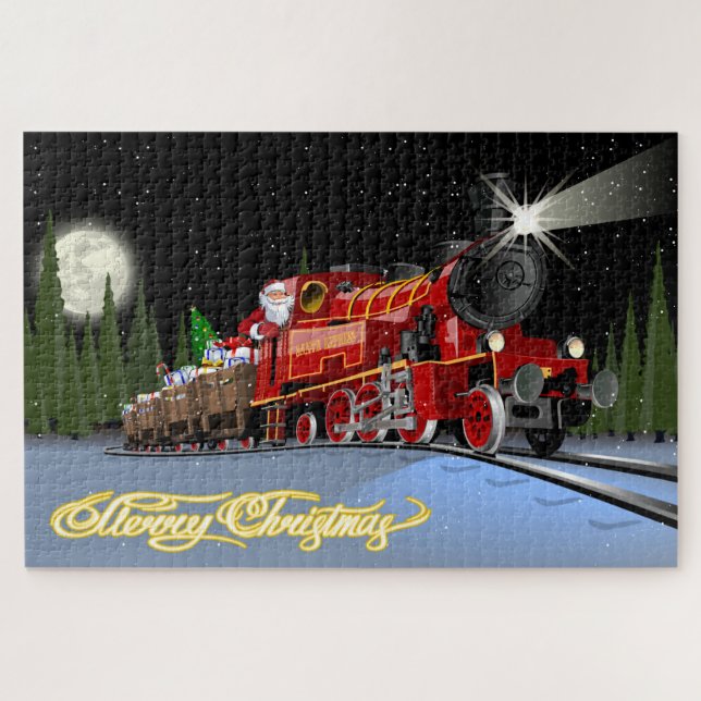 Cartoon Snta Express Postcard Jigsaw Puzzle (Horizontal)