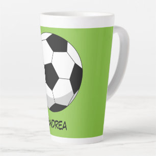 Cartoon Soccer Ball Add Your Name Latte Mug