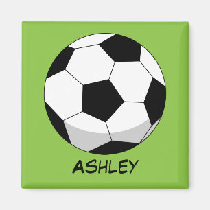 Cartoon Soccer Ball   Add Your Name Magnet