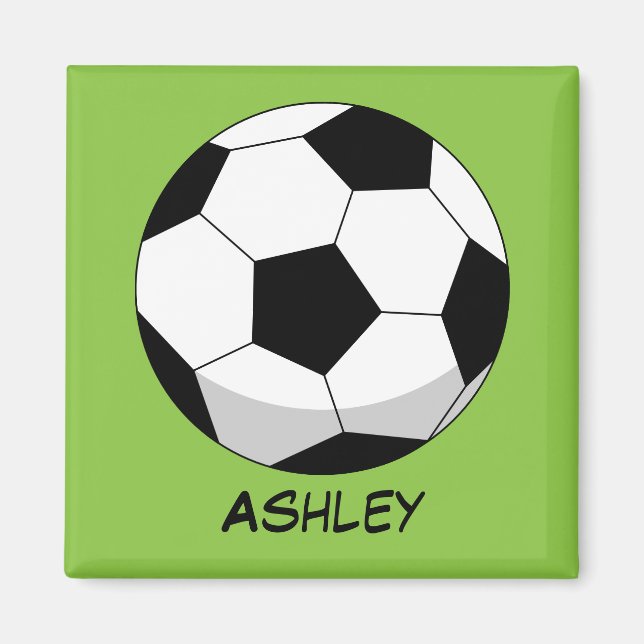 Cartoon Soccer Ball | Add Your Name Magnet (Front)