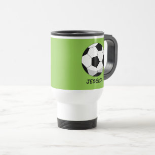 Cartoon Soccer Ball   Add Your Name  Travel Mug