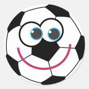 Cartoon Soccer Ball Classic Round Sticker