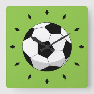 Cartoon Soccer Ball Square Wall Clock