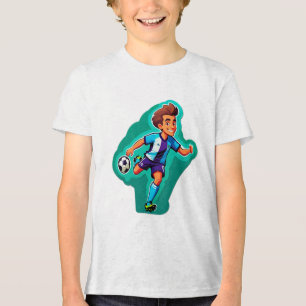 Cartoon Soccer Player Tri-Blend Shirt