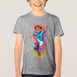 Cartoon Soccer Player Tri-Blend Shirt