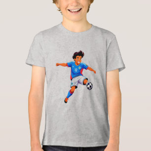 Cartoon Soccer Player Tri-Blend Shirt