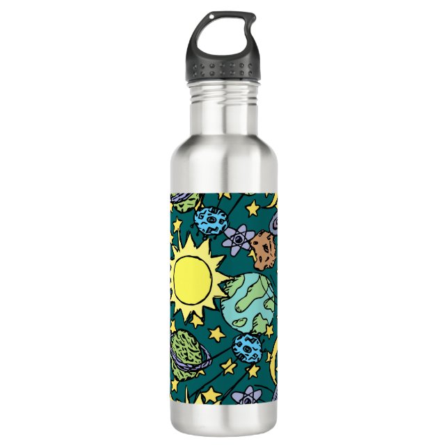 Cartoon Solar System  710 Ml Water Bottle (Front)