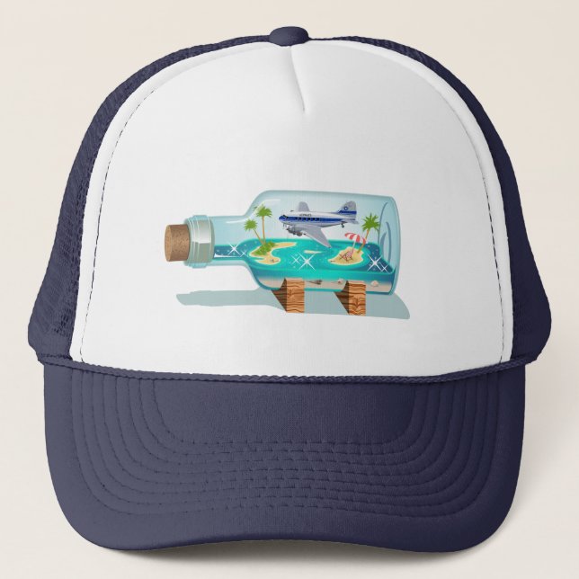 Cartoon Souvenir Bottle Trucker Hat (Front)
