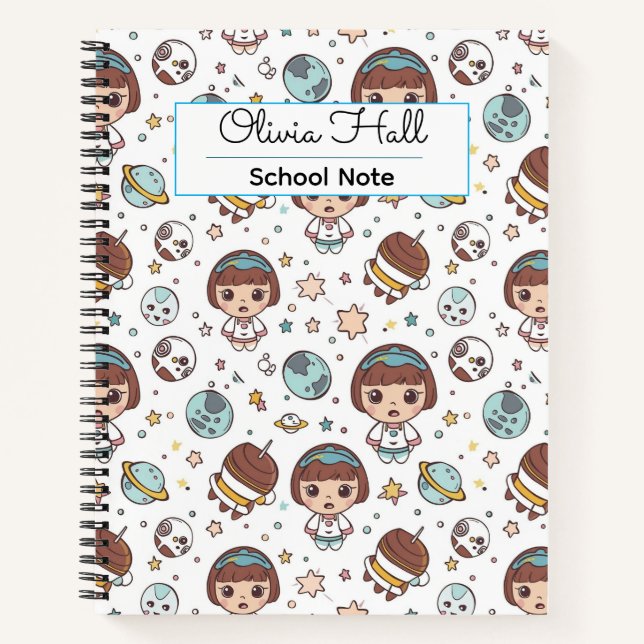 Cartoon Space Back to School Supplies Teachers  Notebook (Front)