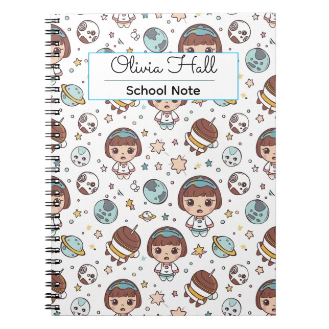 Cartoon Space Back to School Supplies Teachers  Notebook (Front)