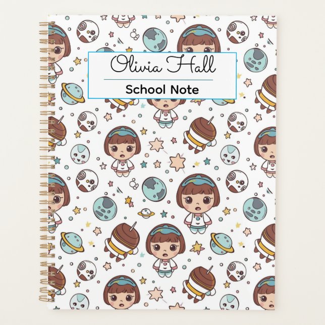 Cartoon Space Back to School Supplies Teachers  Planner (Front)