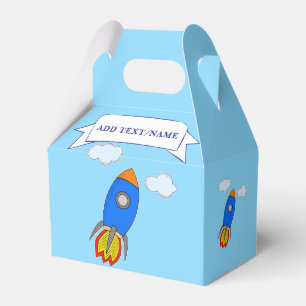 Cartoon Space Rocket In Blue Sky Favour Box