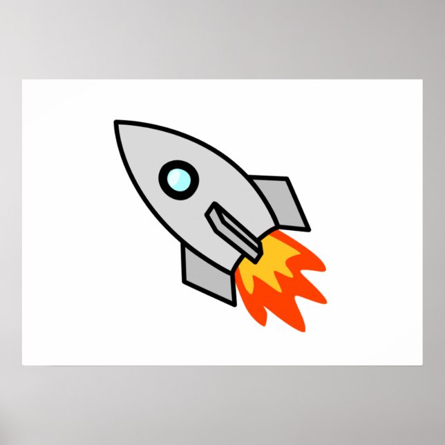 Cartoon Space Rocket Poster (Front)