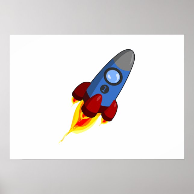 Cartoon Space Rocket Poster (Front)