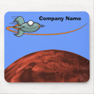 Cartoon Space Ship Alien Planet Mouse Mat